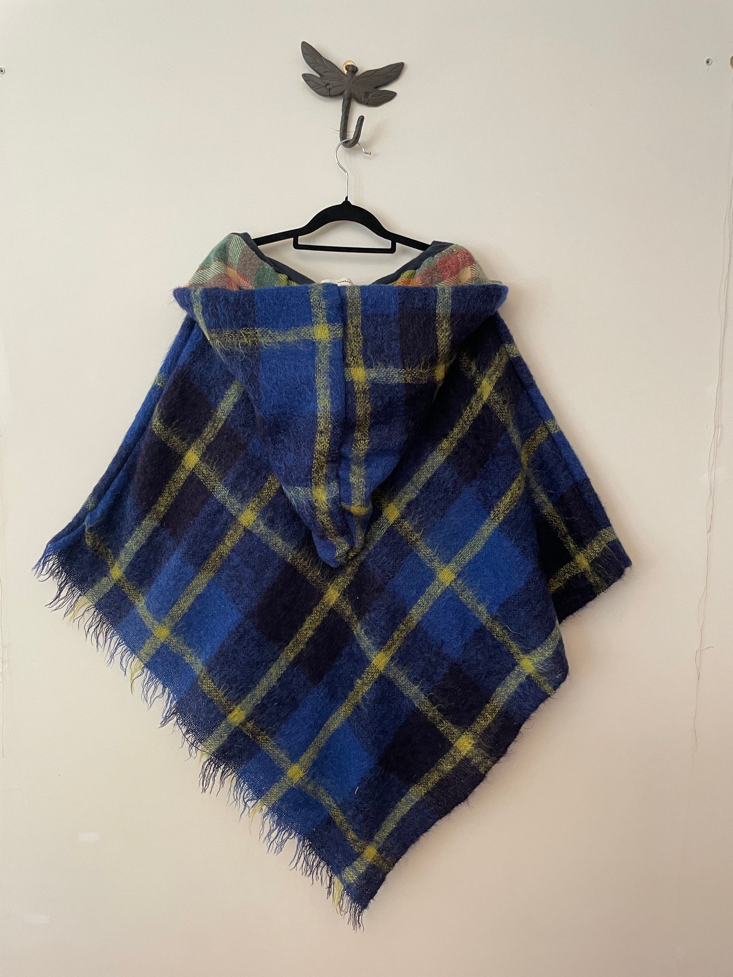 Blue Yellow Green Vintage Mohair Poncho