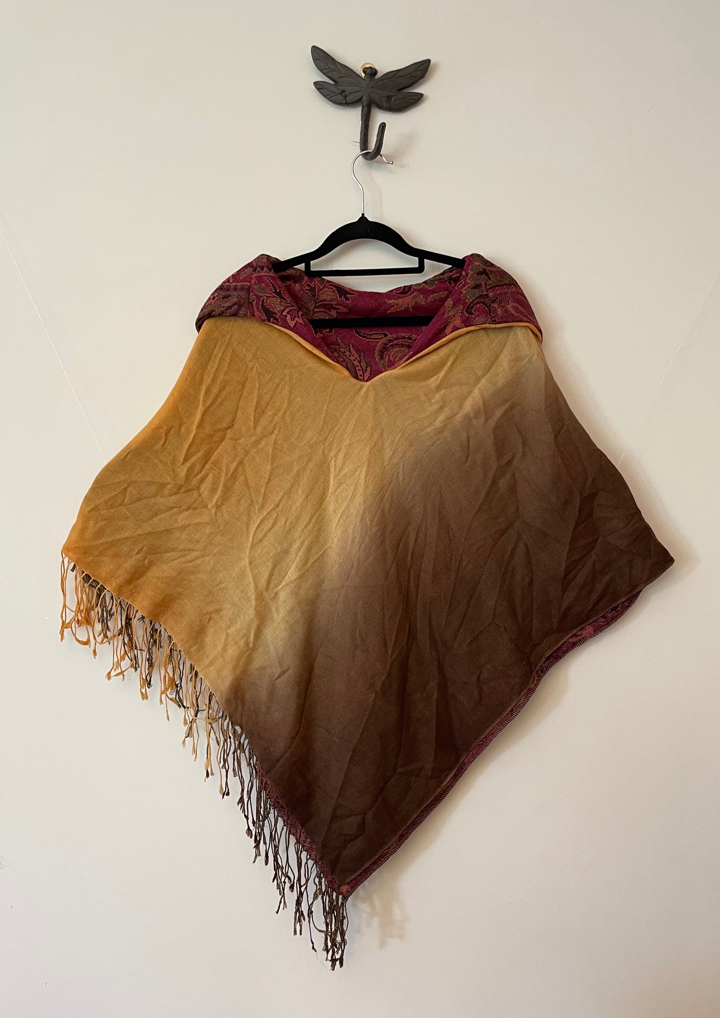 Pink and Brown Reversible Poncho