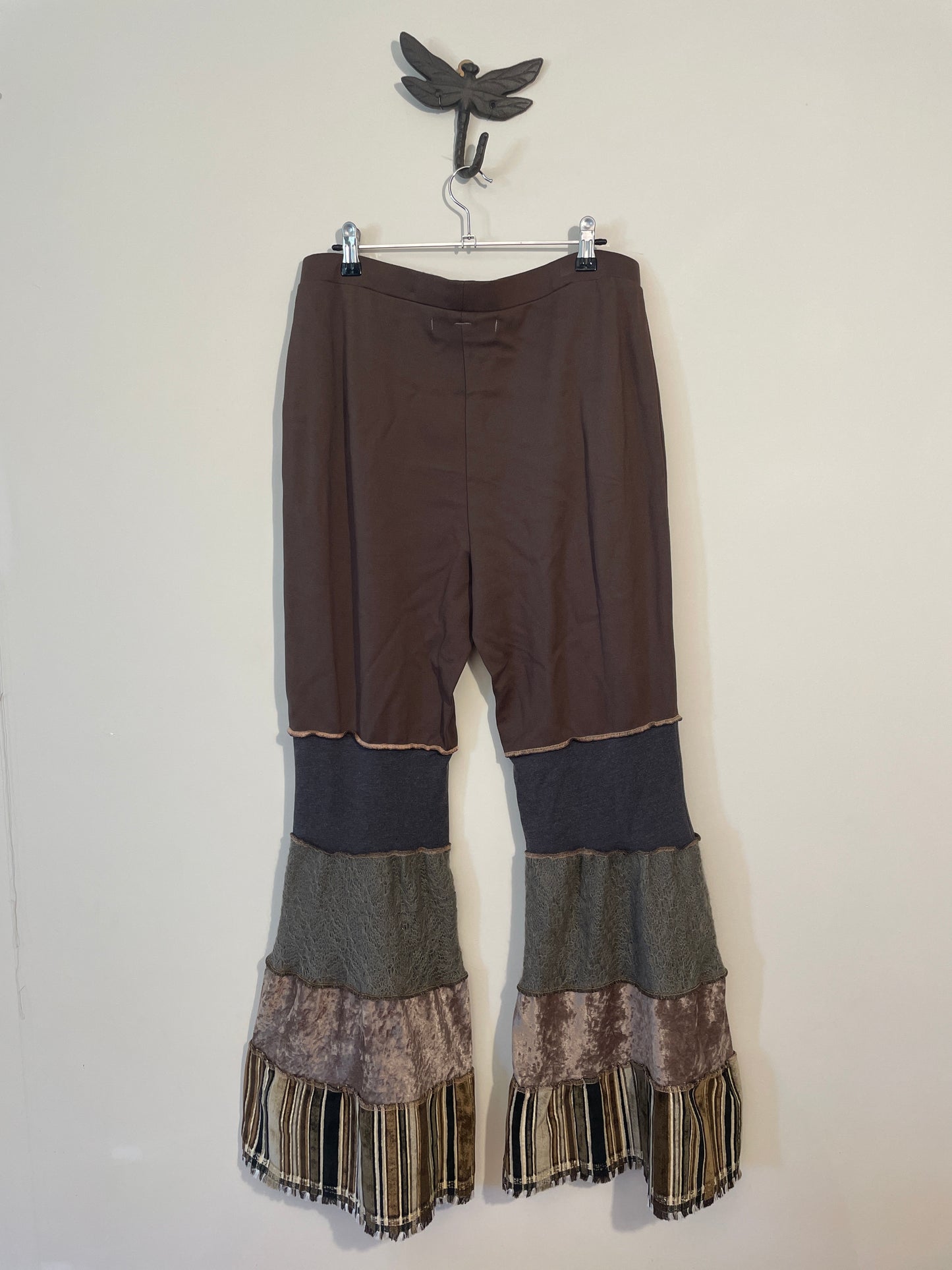 Brown Velvet and Corduroy Flare Pants