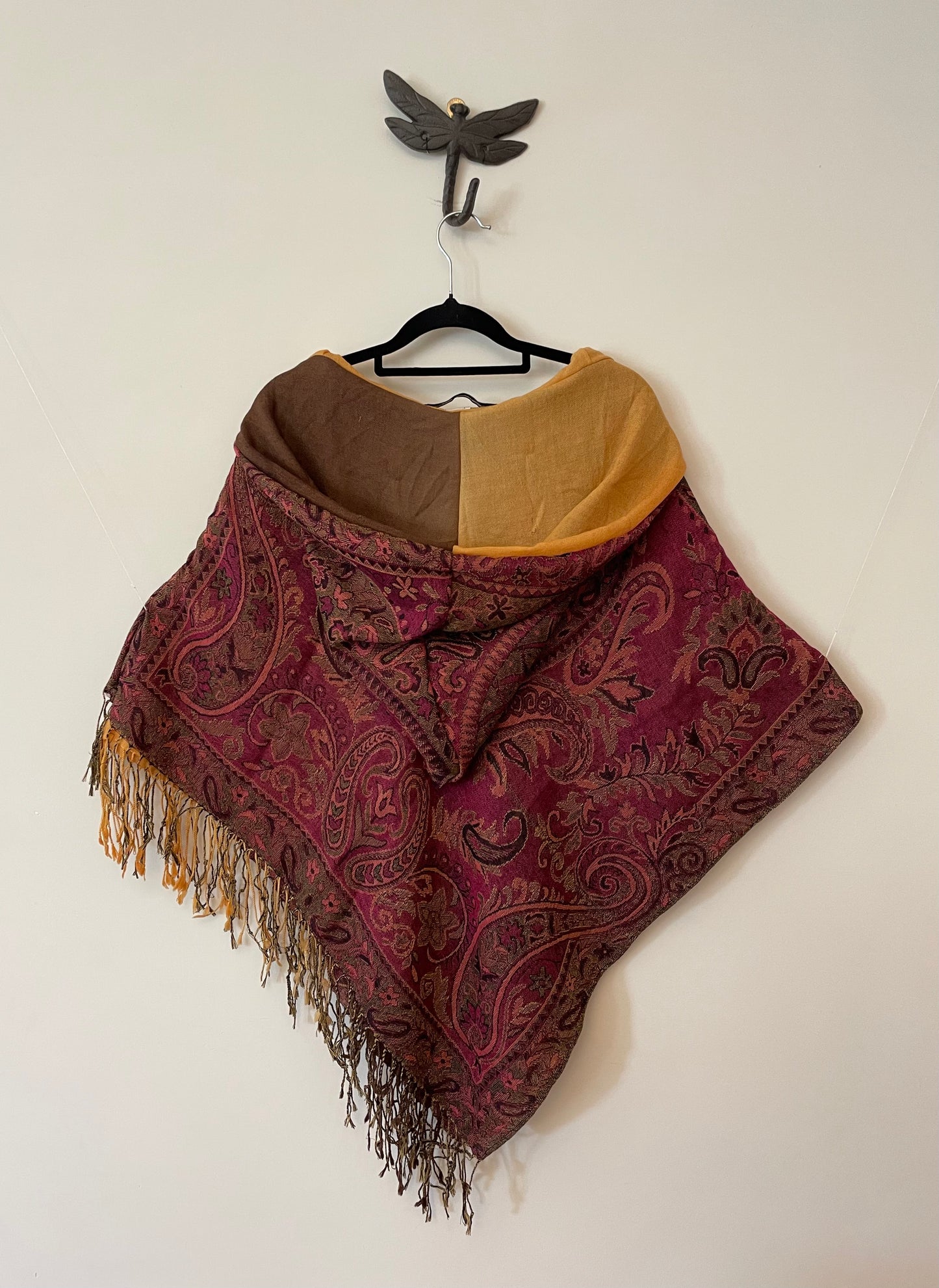 Pink and Brown Reversible Poncho