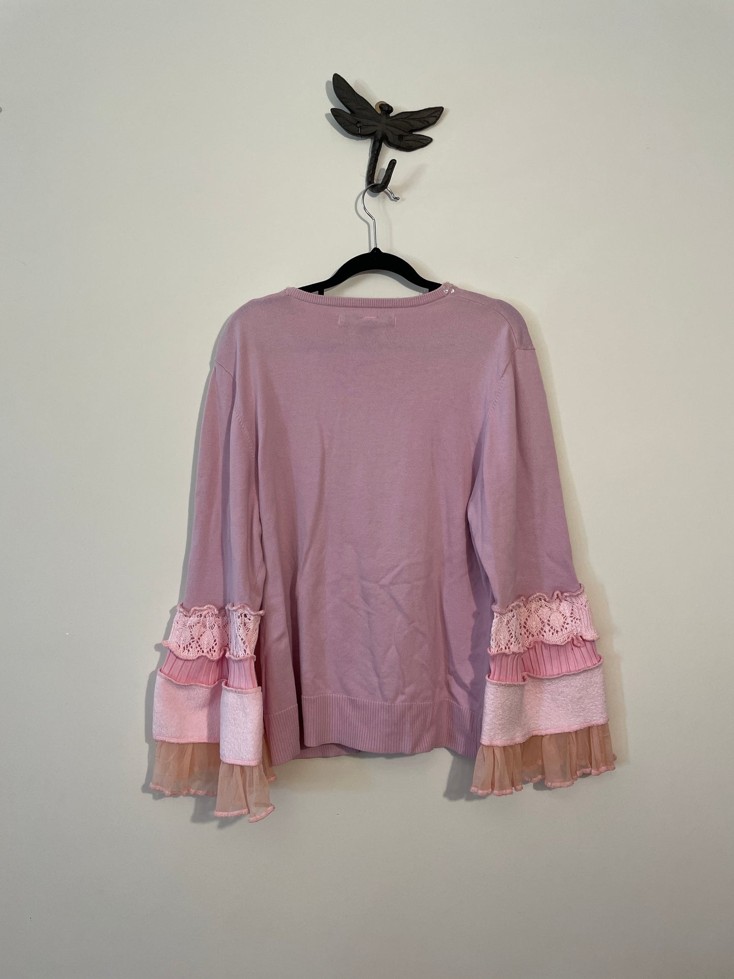 Pink Sequinned Flare Cardigan