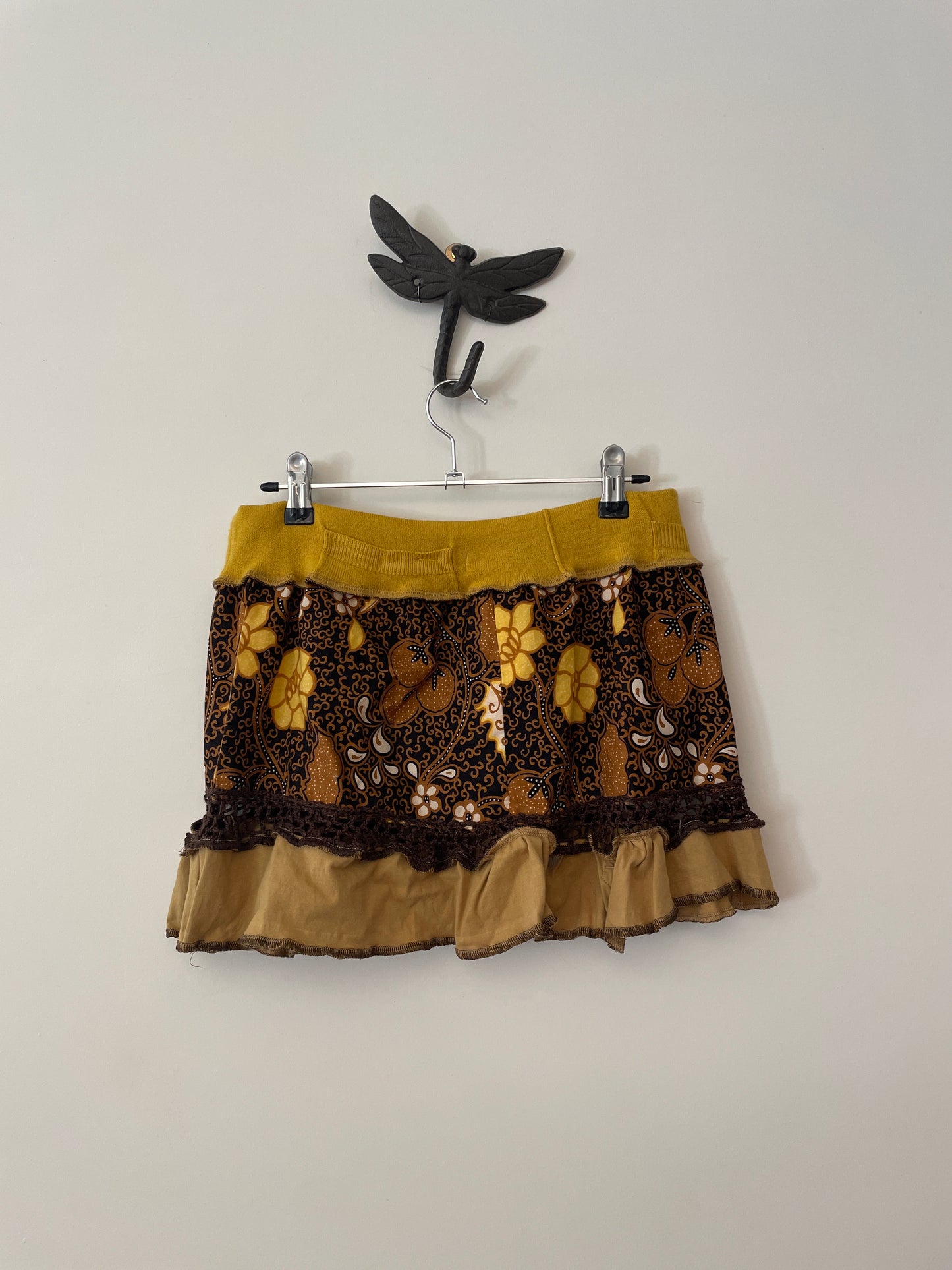 Mustard and Brown Mini Skirt