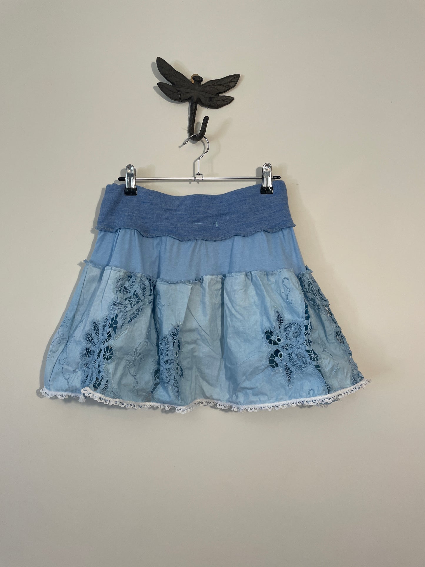Blue Vintage Lace Mini Skirt