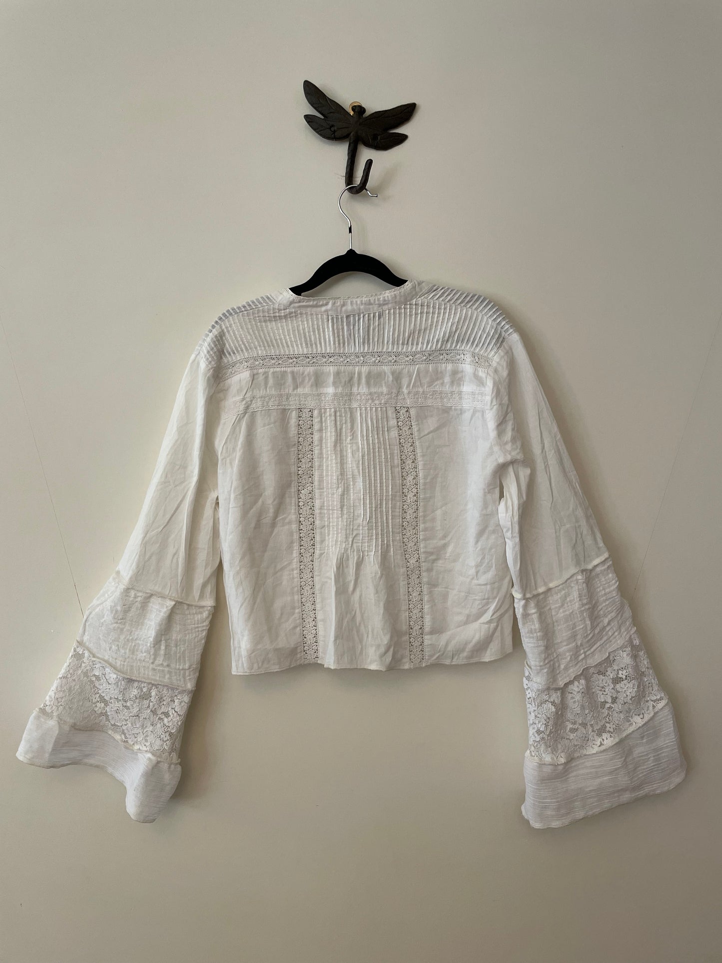 White Lace Cropped Flare Top