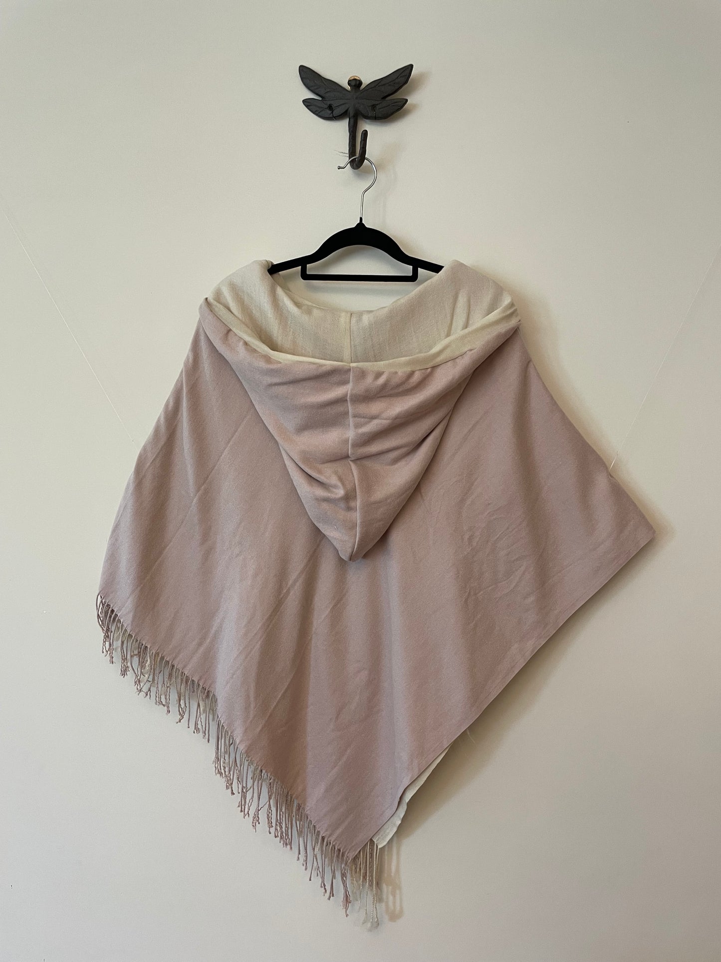 Pink and Cream Eco Dyed Reversible Poncho