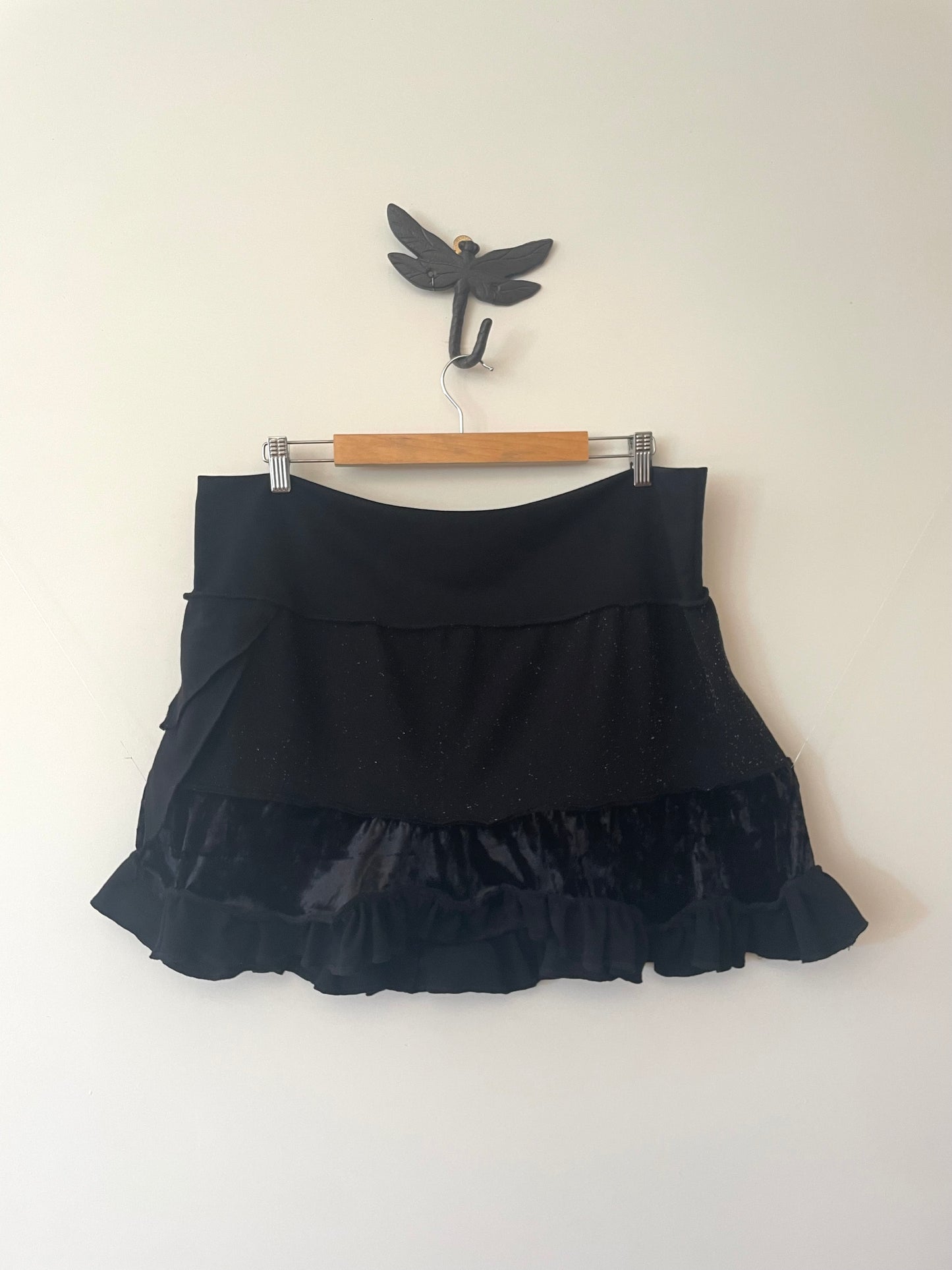 Black Mini Skirt with Leaf Pocket