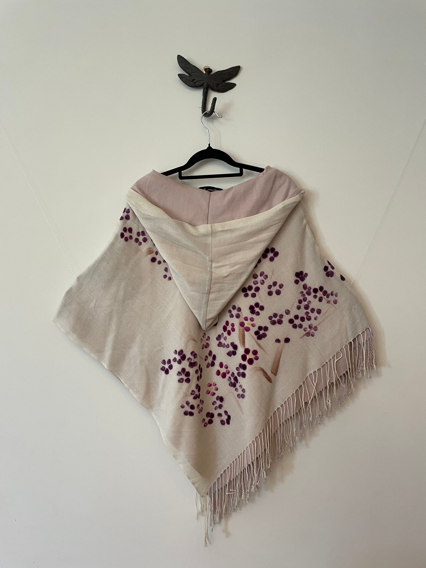 Pink and Cream Eco Dyed Reversible Poncho