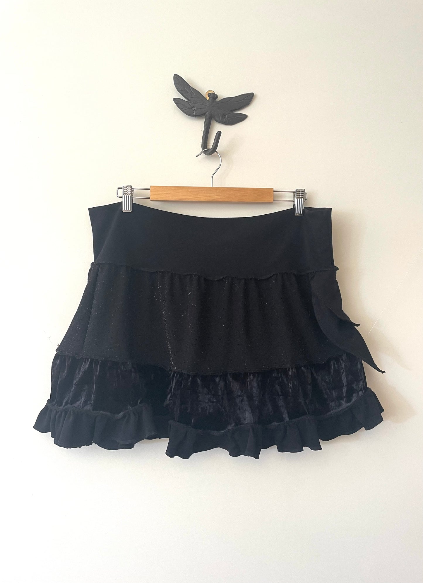 Black Mini Skirt with Leaf Pocket