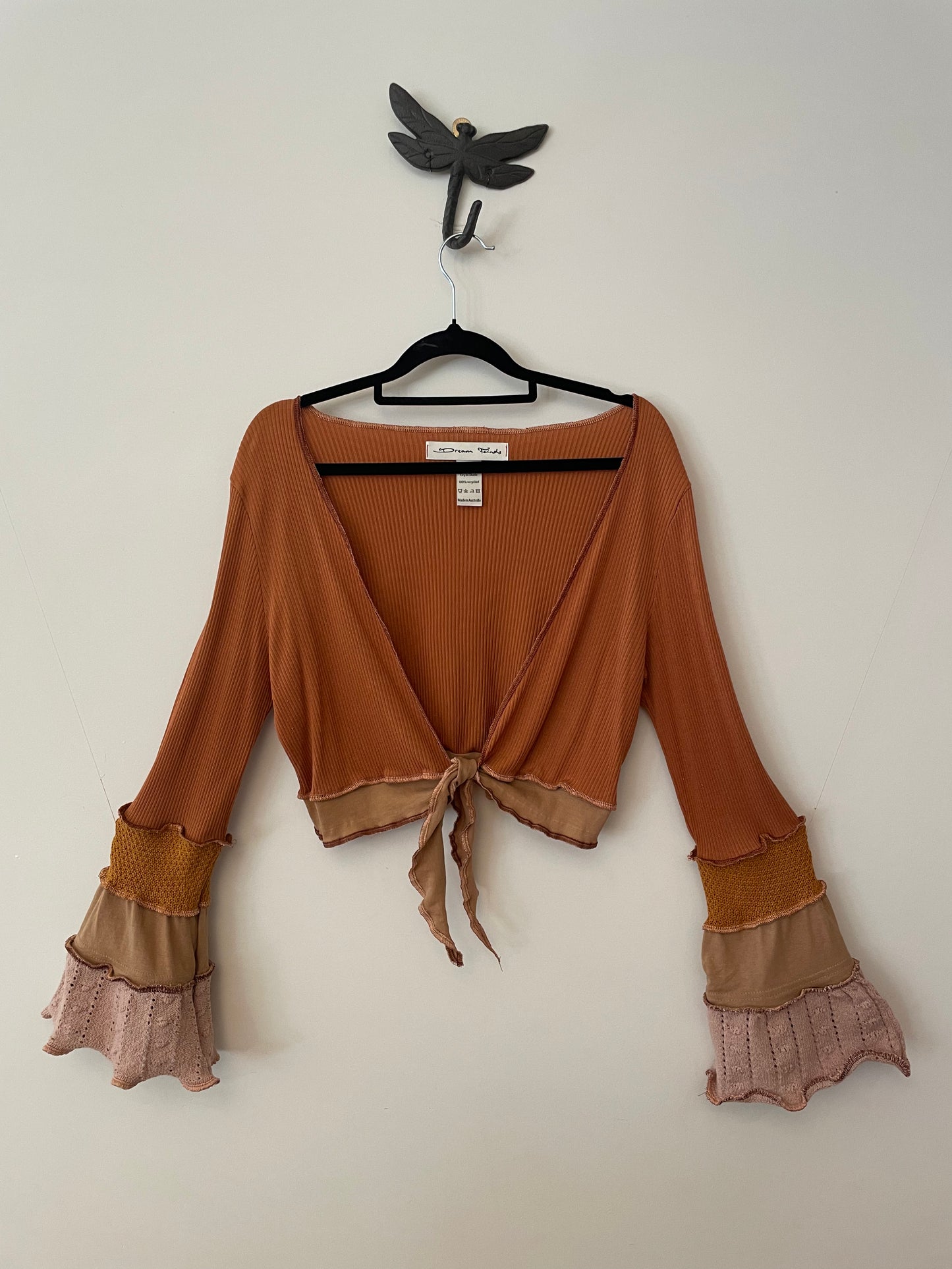 Orange and Tan Flare Tie Top