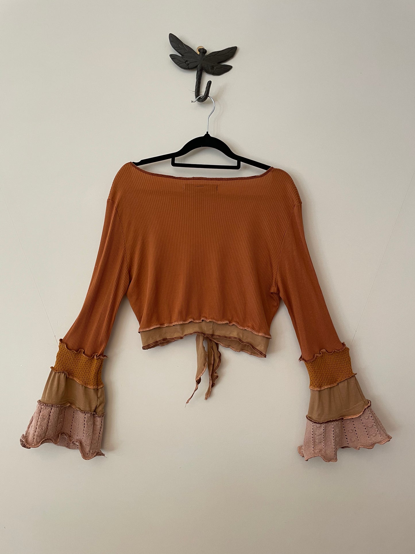 Orange and Tan Flare Tie Top