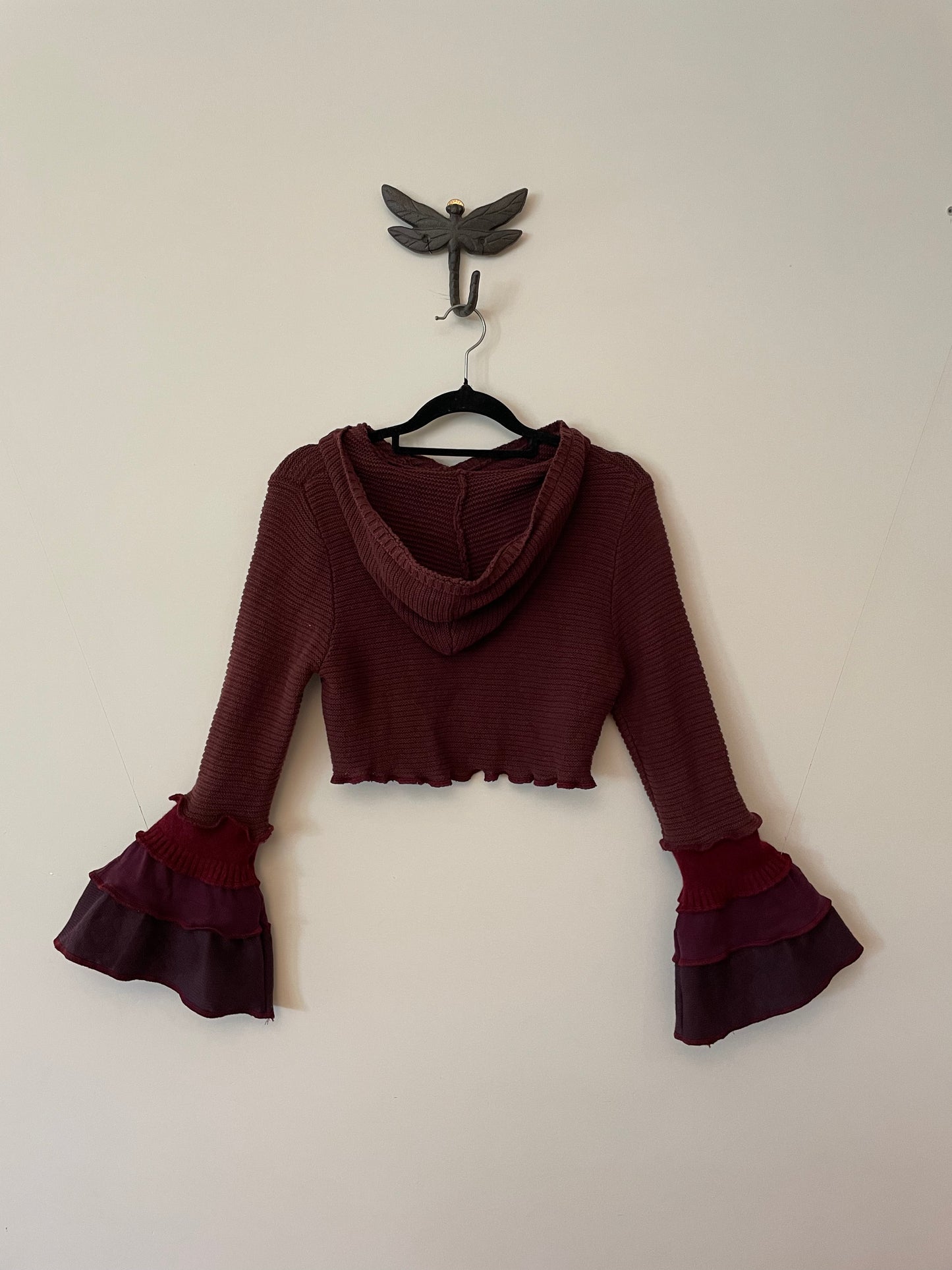 Chocolate and Burgundy Top with Hood
