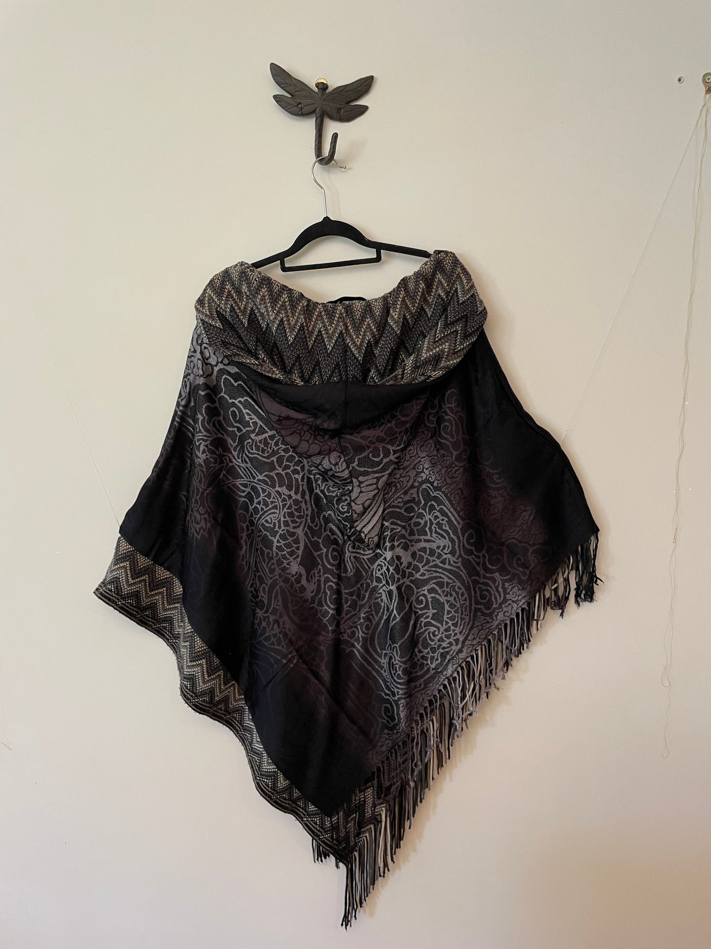 Black and Brown Reversible Poncho