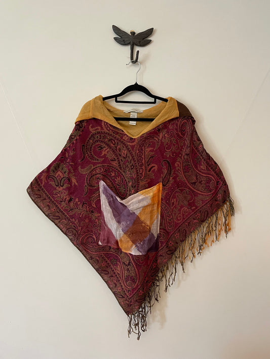 Pink and Brown Reversible Poncho