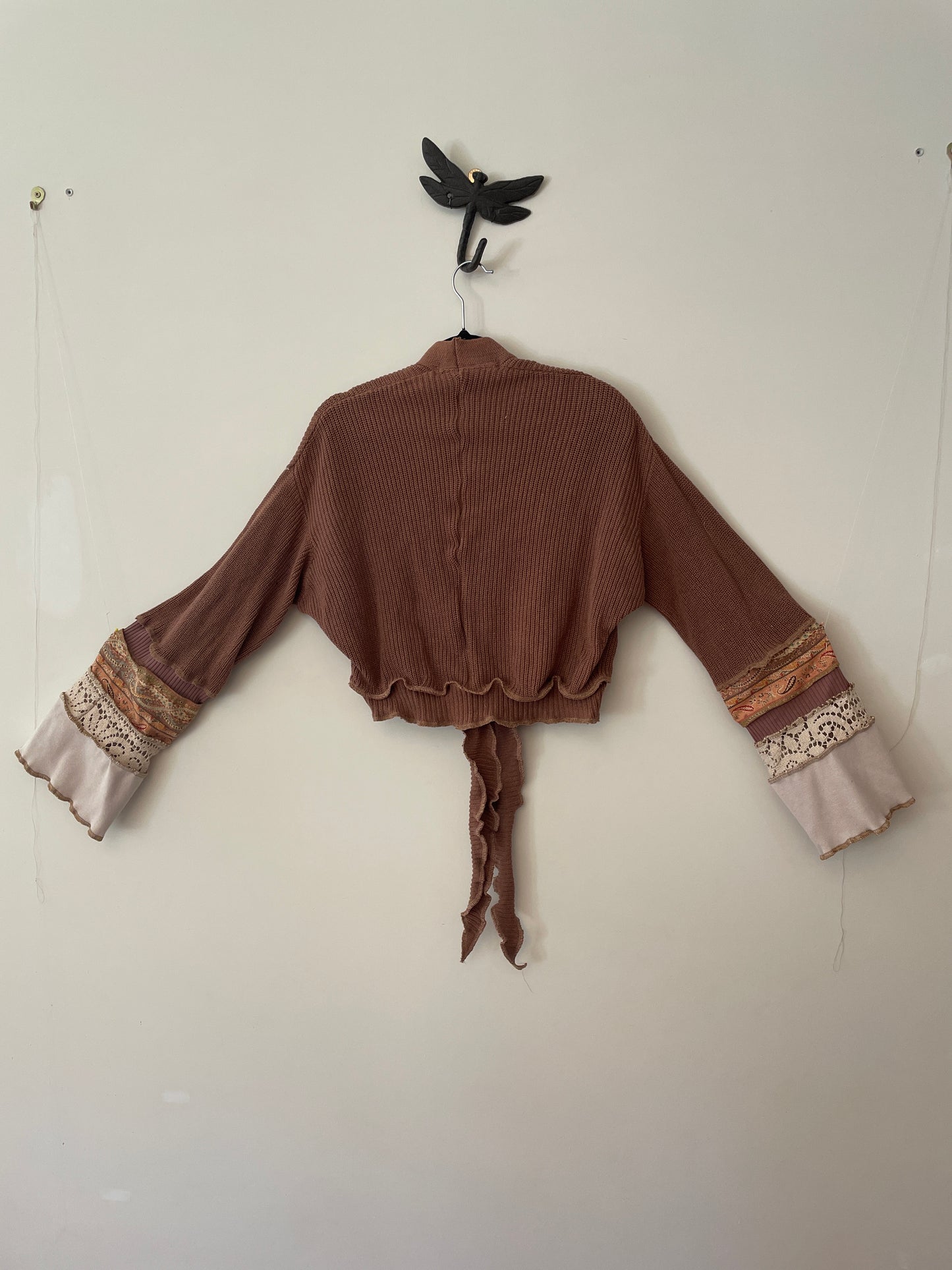 Brown and Cream Flare Tie Top