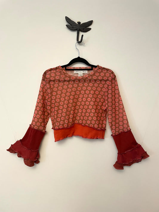 Flower Power Pink Red Orange Tulle Top