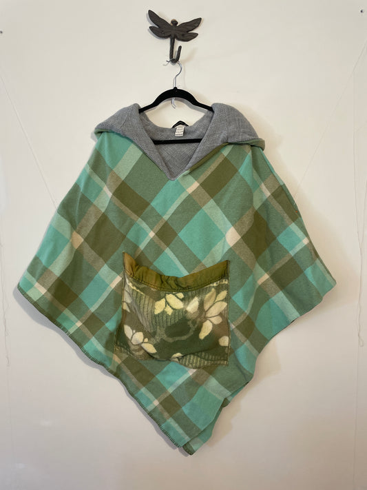 Lime Green Vintage Wool Poncho
