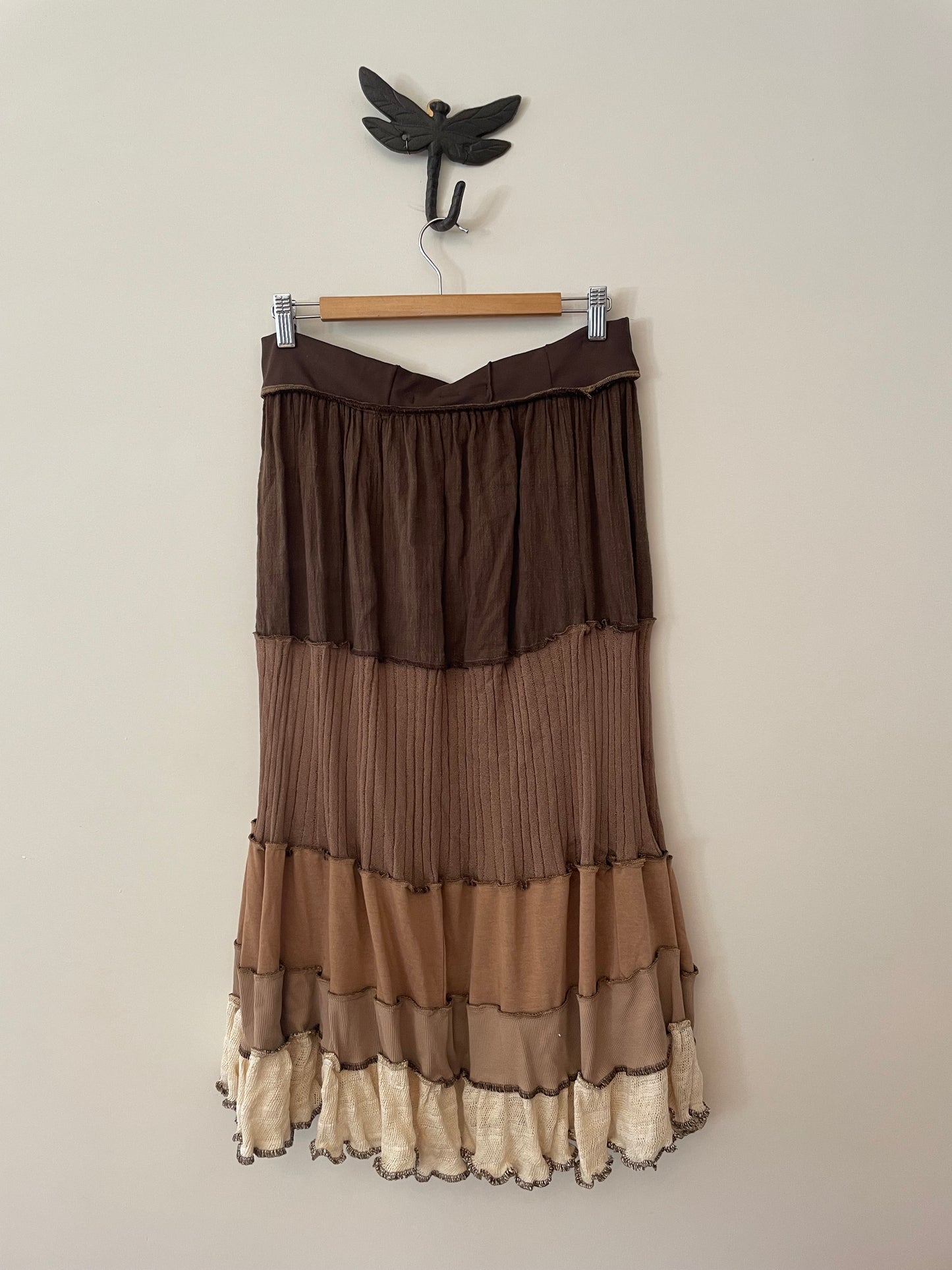 Brown and Cream Maxi Skirt