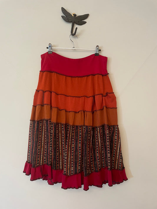 Red and Orange Midi Skirt