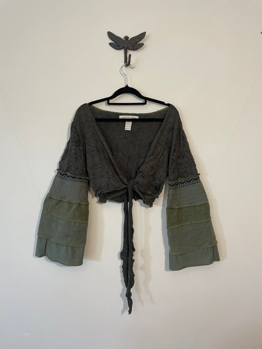Dark Olive Flare Tie Top