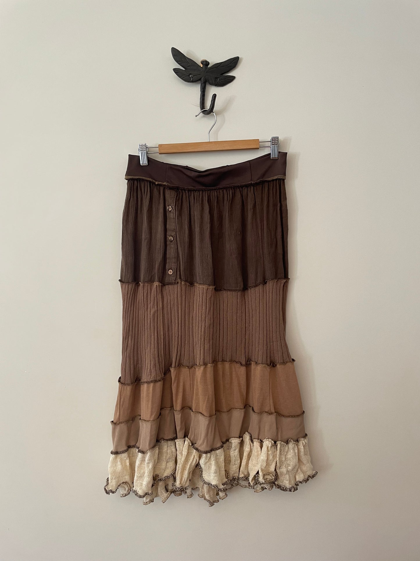 Brown and Cream Maxi Skirt