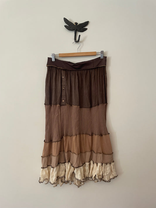 Brown and Cream Maxi Skirt