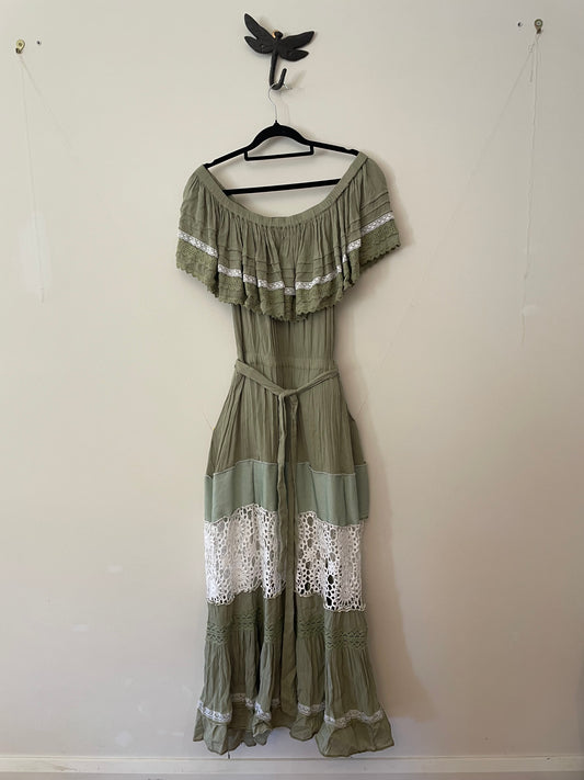 Sage and Vintage Lace Maxi Dress