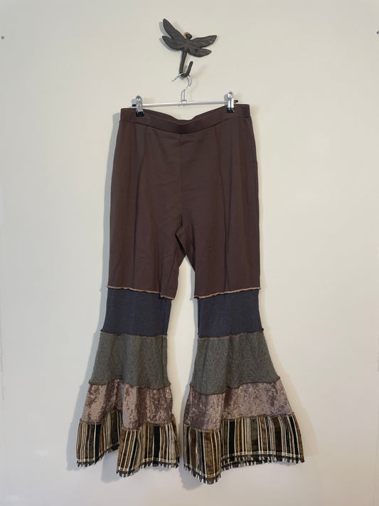 Brown Velvet and Corduroy Flare Pants