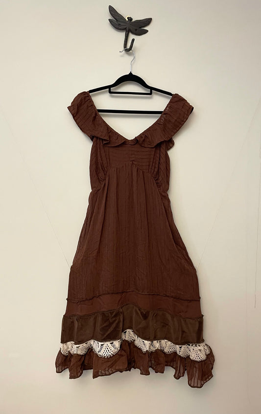 Dark Brown Crochet Trim Dress