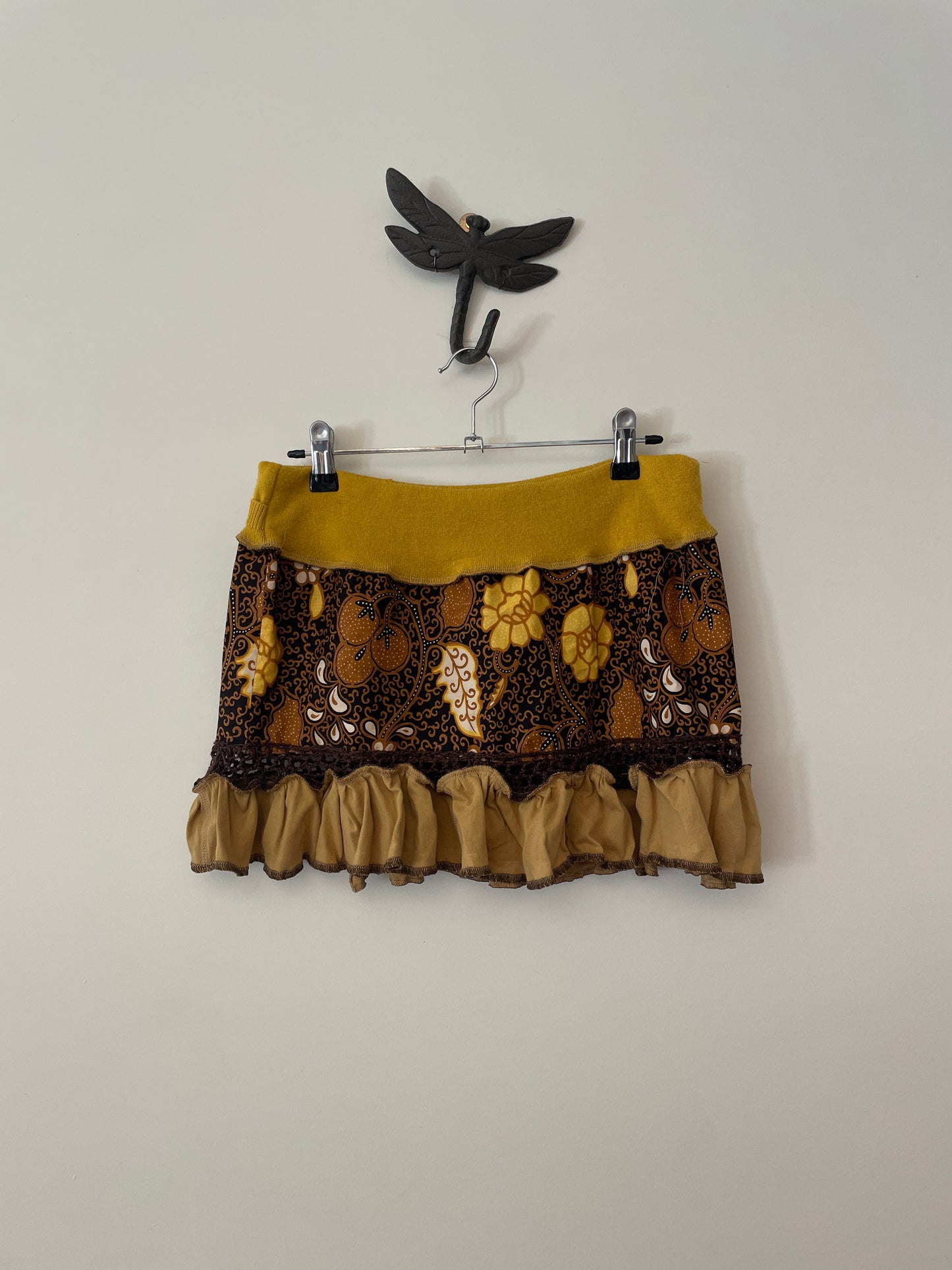Mustard and Brown Mini Skirt
