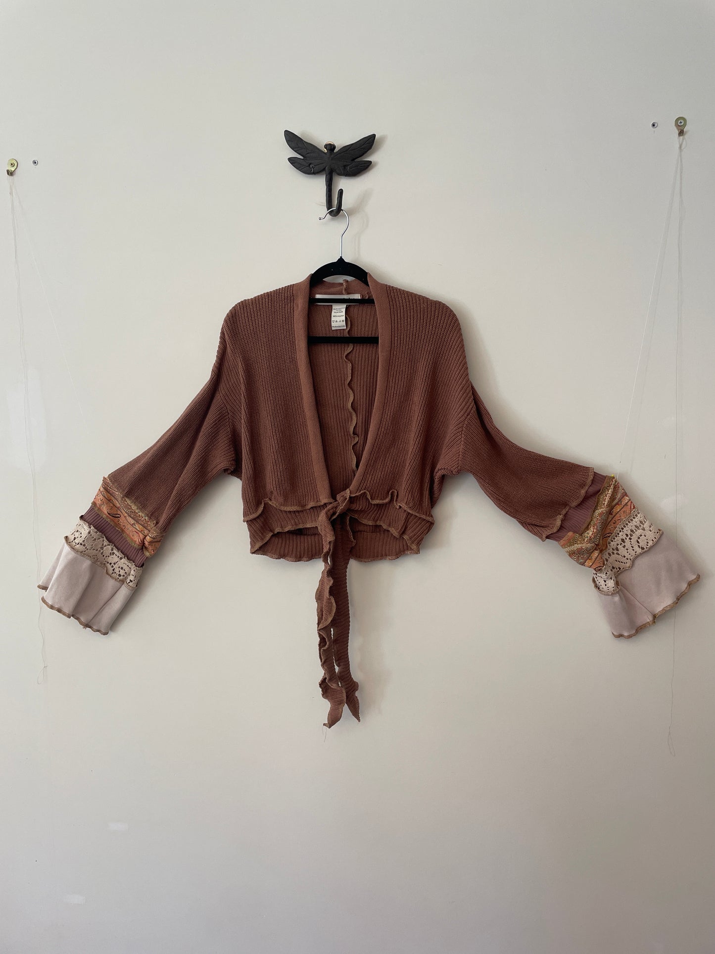 Brown and Cream Flare Tie Top