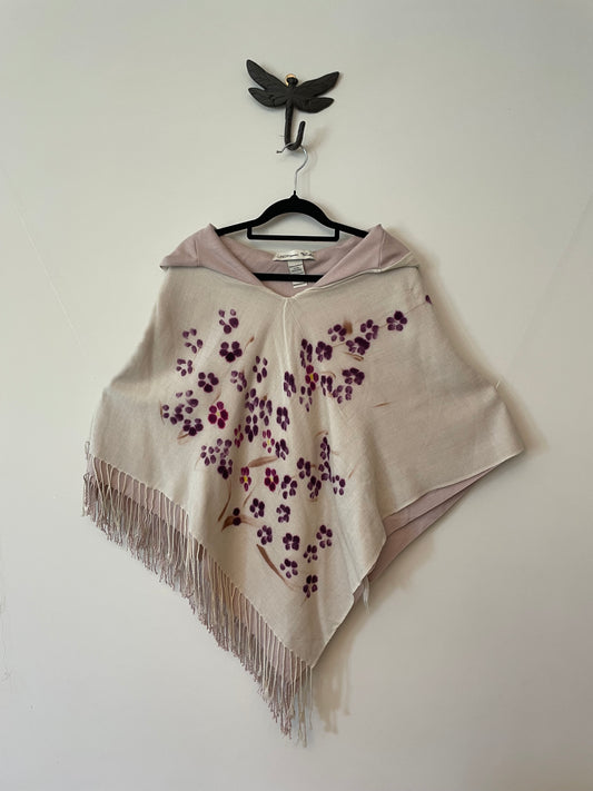 Pink and Cream Eco Dyed Reversible Poncho