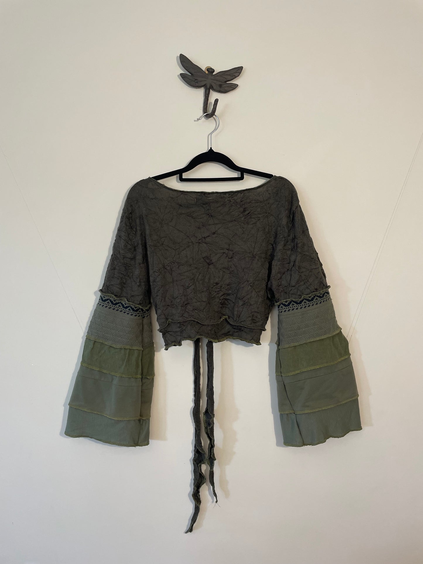 Dark Olive Flare Tie Top