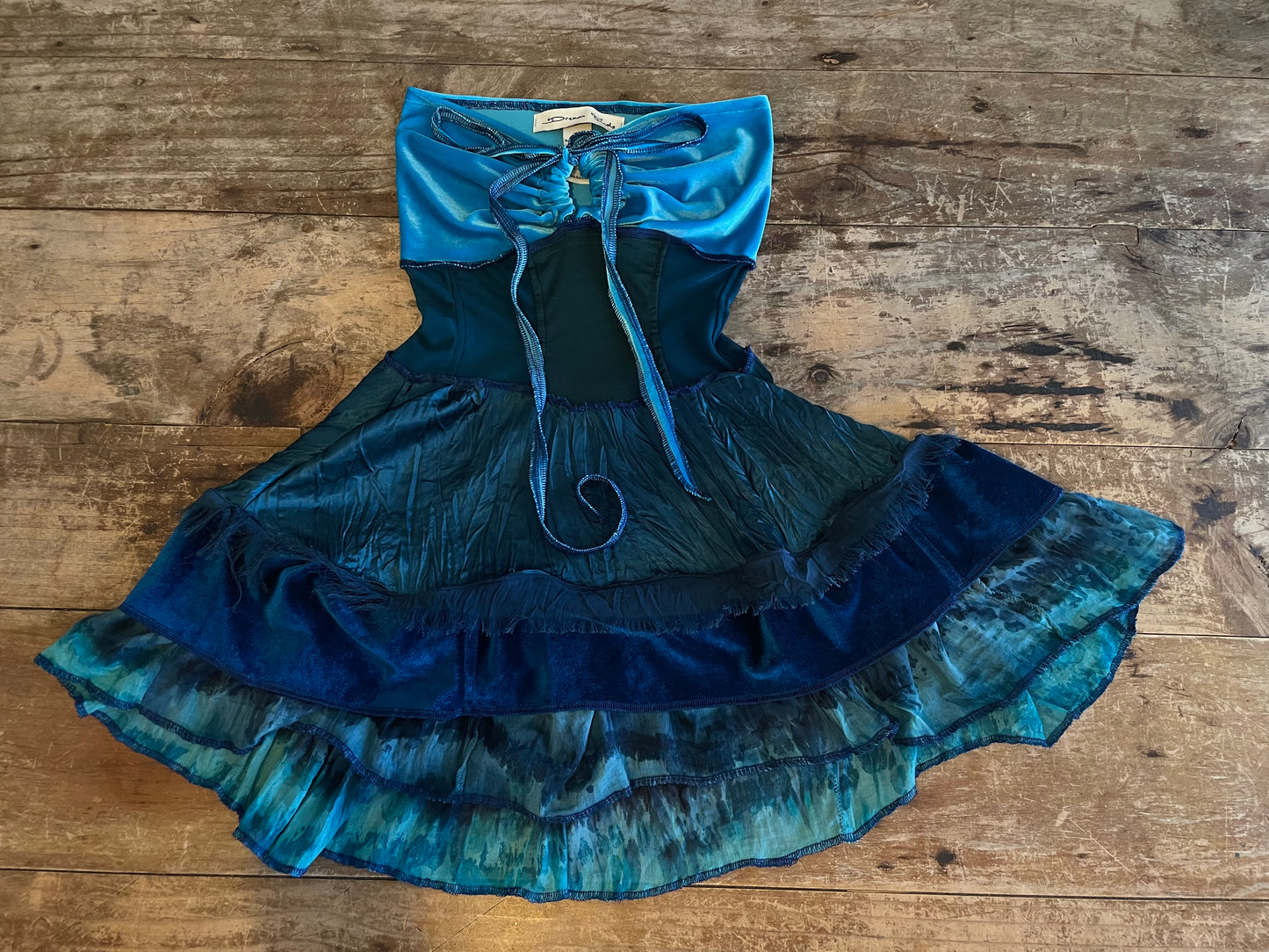 Turquoise and Teal Mini Velvet Dress