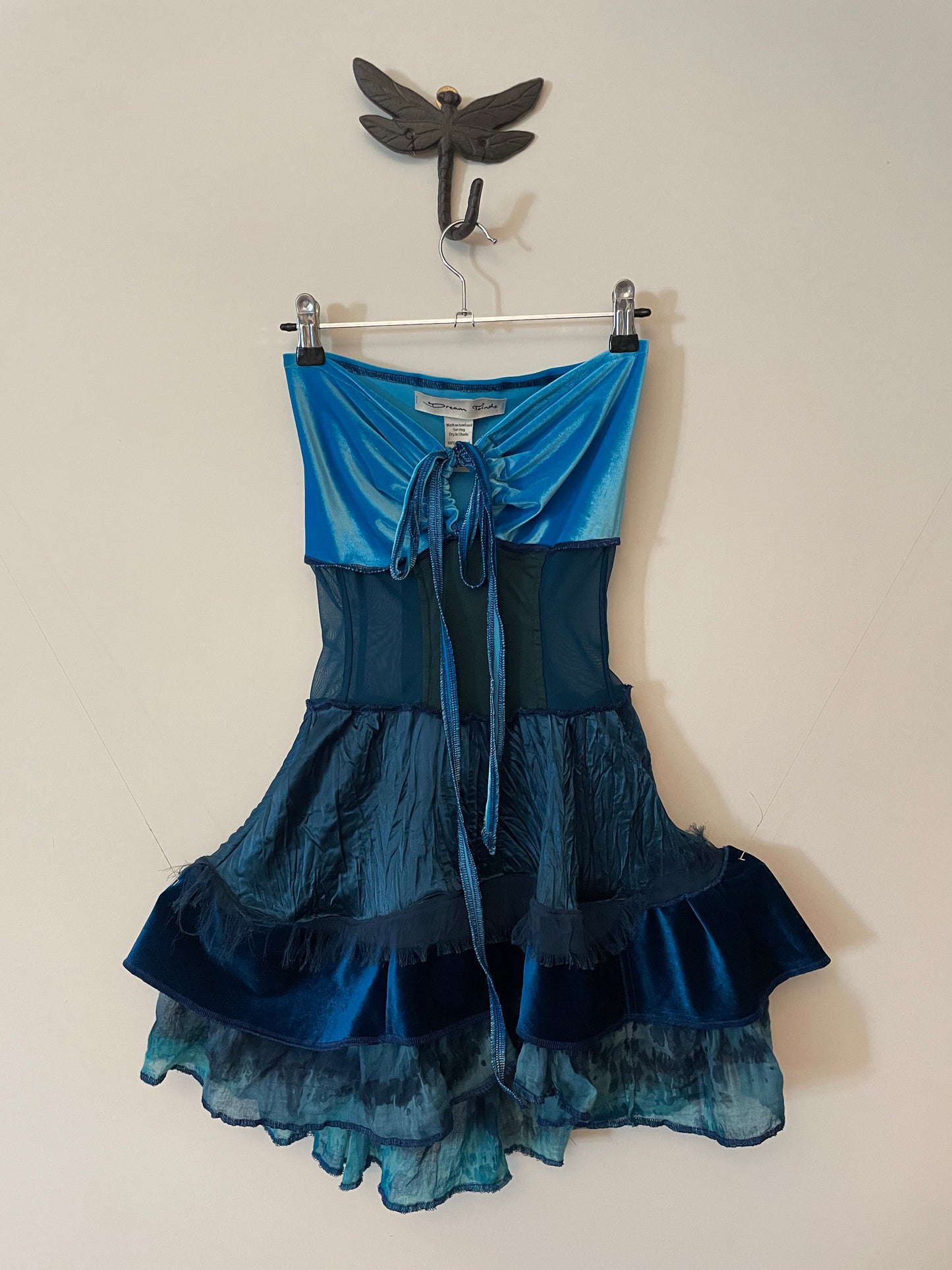 Turquoise and Teal Mini Velvet Dress