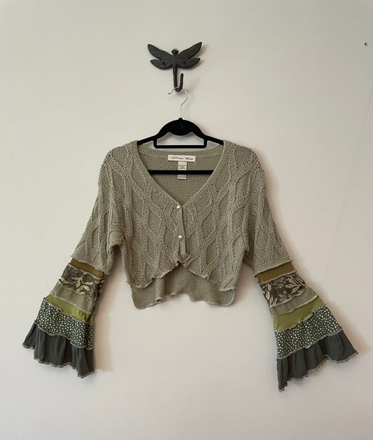 Olive Green Flared Sleeve Top