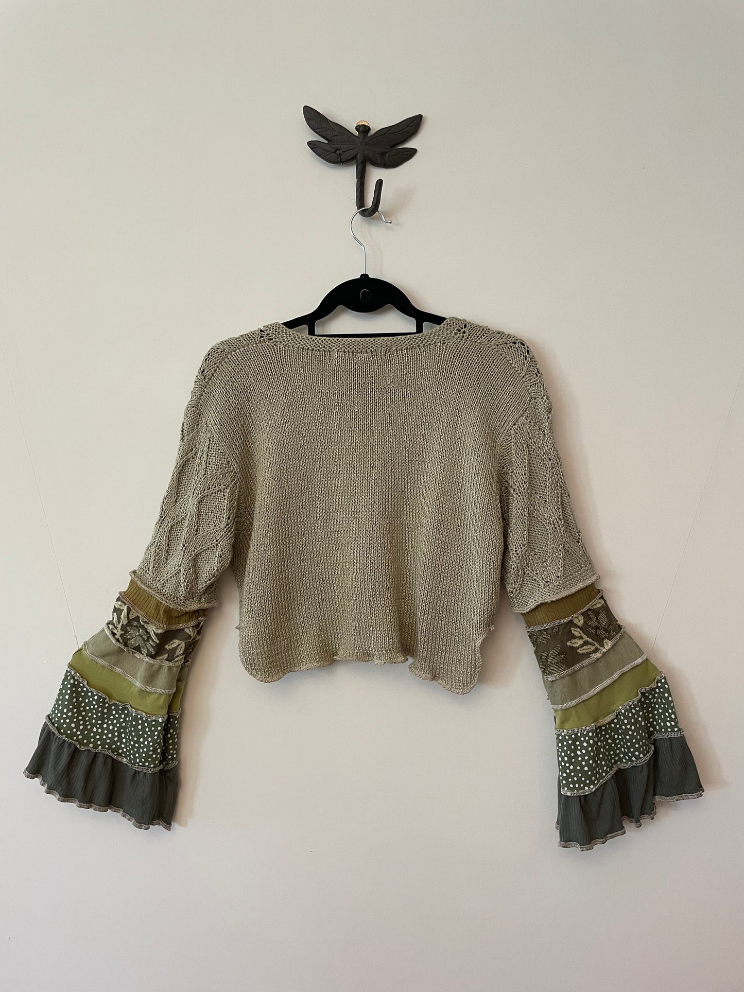 Olive Green Flared Sleeve Top