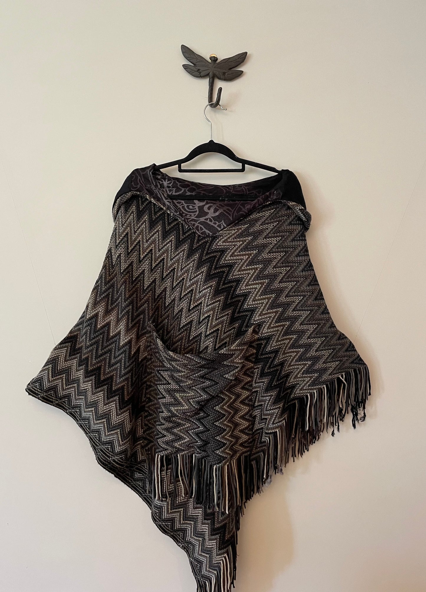 Black and Brown Reversible Poncho