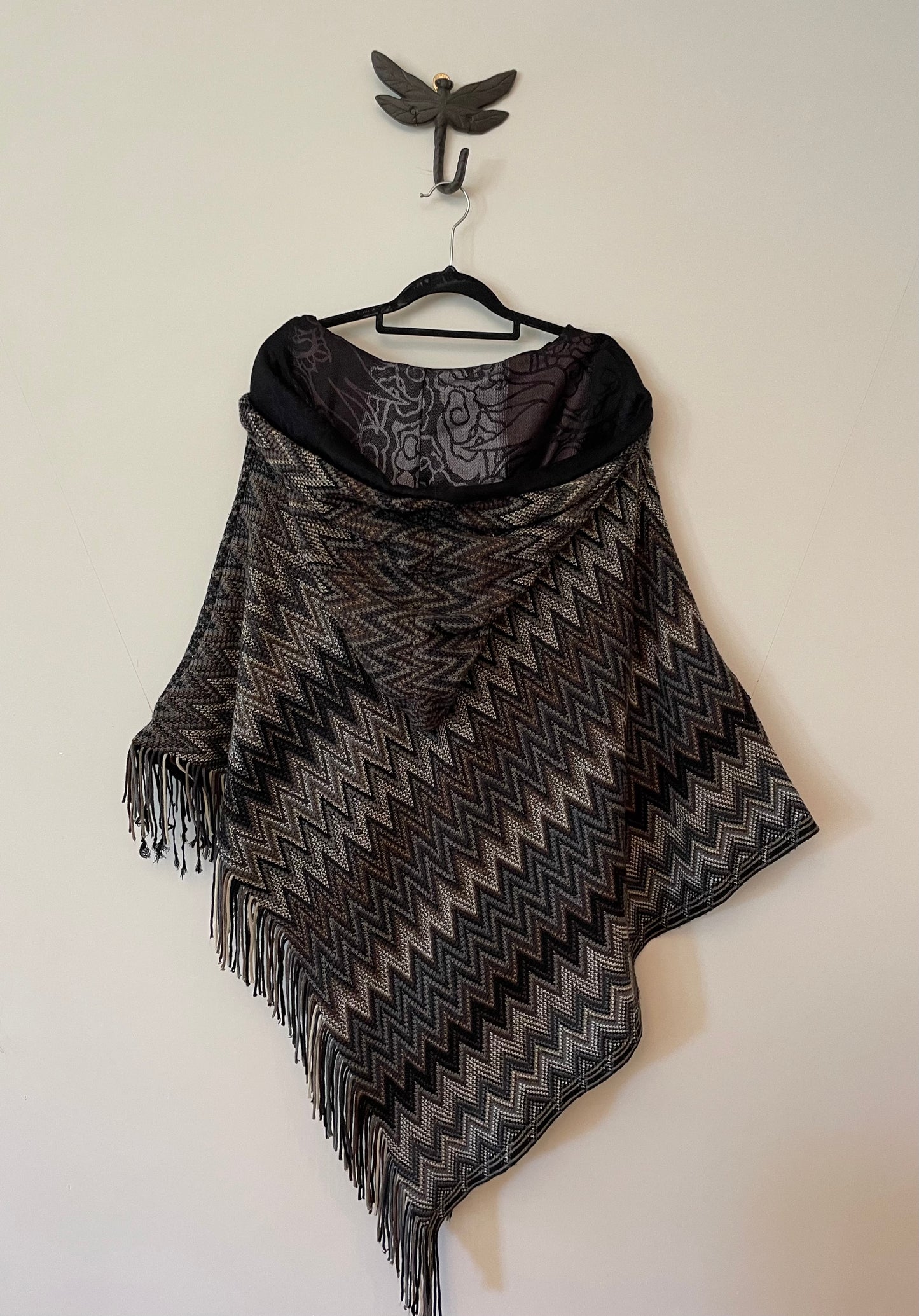 Black and Brown Reversible Poncho